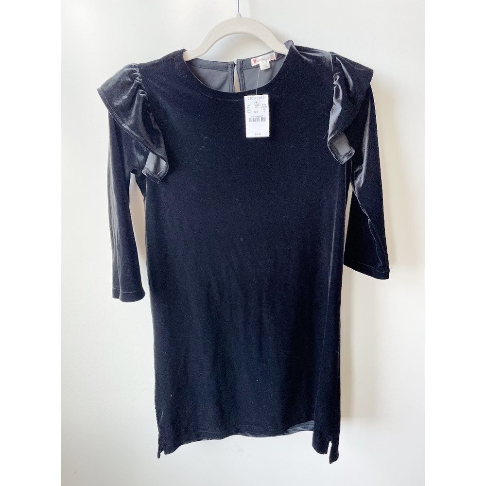 NWT J.Crew Crewcuts Velvet Ruffle Dress Black 12